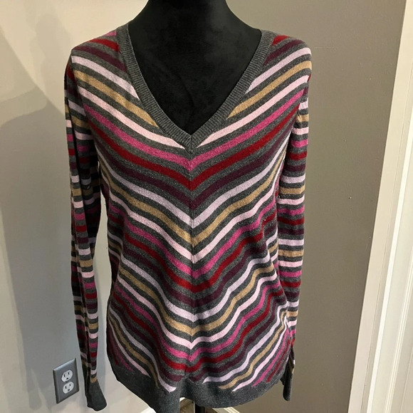 The Limited v-neck striped lightweight sweater - Picture 1 of 3